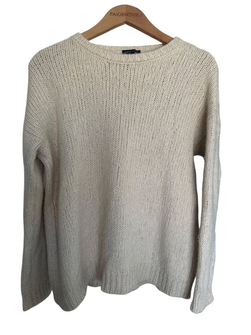 Eileen Fisher Small Beige Silk Cashmere Wool Knit Sweater Timeless Minimalist